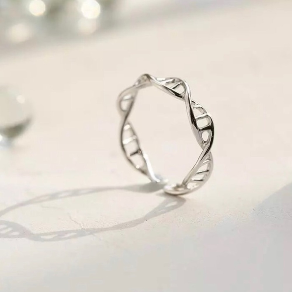 Resizable Sterling Silver DNA Helix Stamped Ring